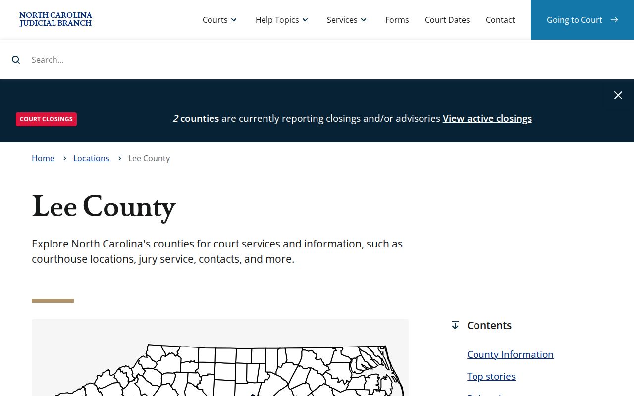 North Carolina Judicial Branch Lee County court resources